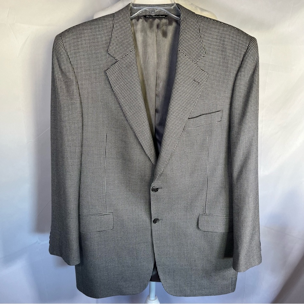Jack Victor Loretowood Houndstooth‎ Cashmere Blazer Black & White 44L Classic